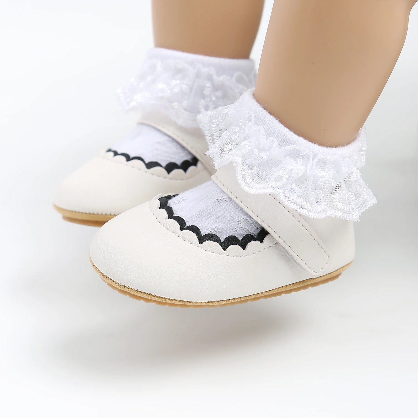 Newborn Baby Princess Shoes - Soft Prewalker Shoes with Hook & Loop (0-18M)