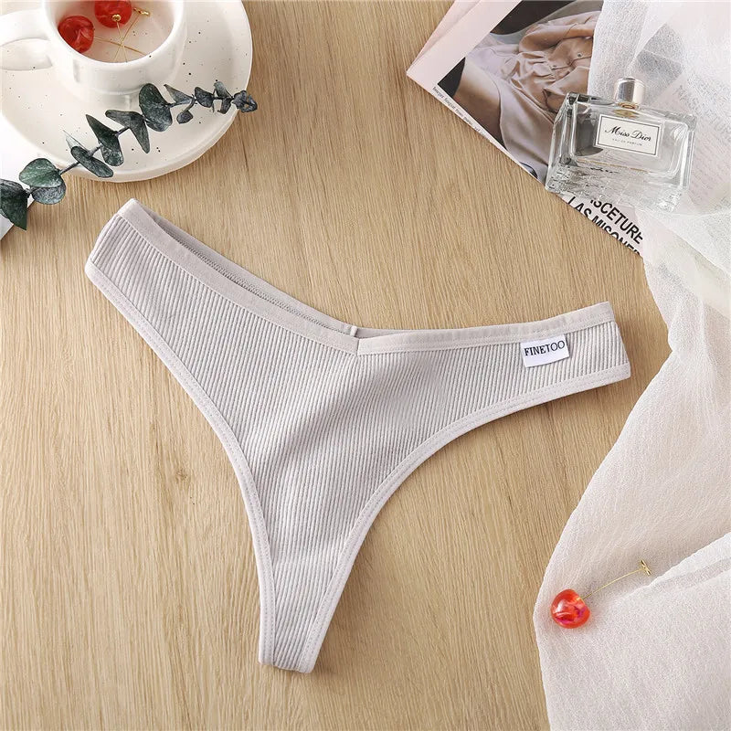 Women's Fruit Embroidery Thongs Cotton T-back Underpants G-string V Waist Underwear Bikini Lingerie
