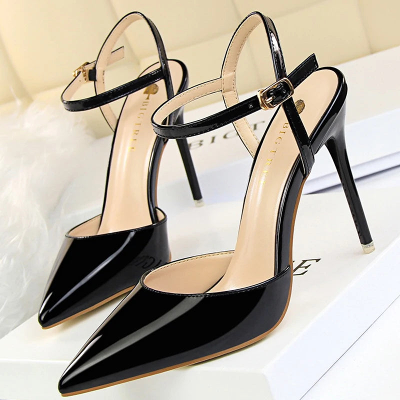 Women's Patent Leather Summer Pointed Toe High Heels