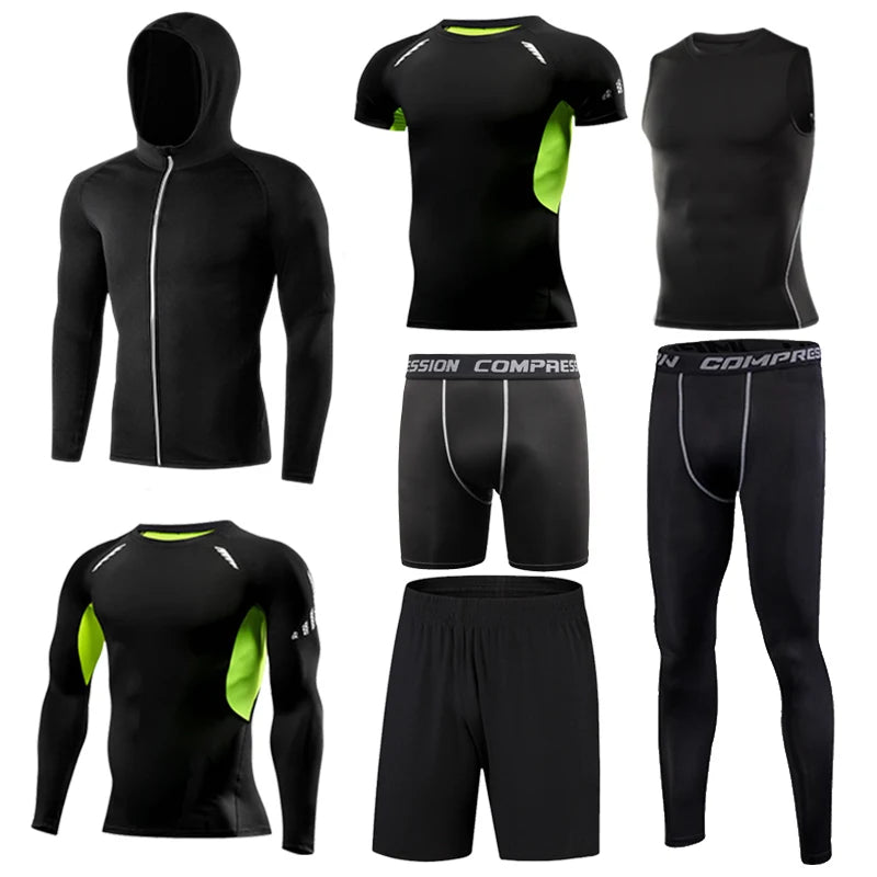 Men's Running Compression Quick Dry Fitness Tight Sportswear Gym Sport Short Sleeve Shirt