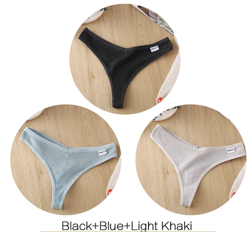 Women's Fruit Embroidery Thongs Cotton T-back Underpants G-string V Waist Underwear Bikini Lingerie