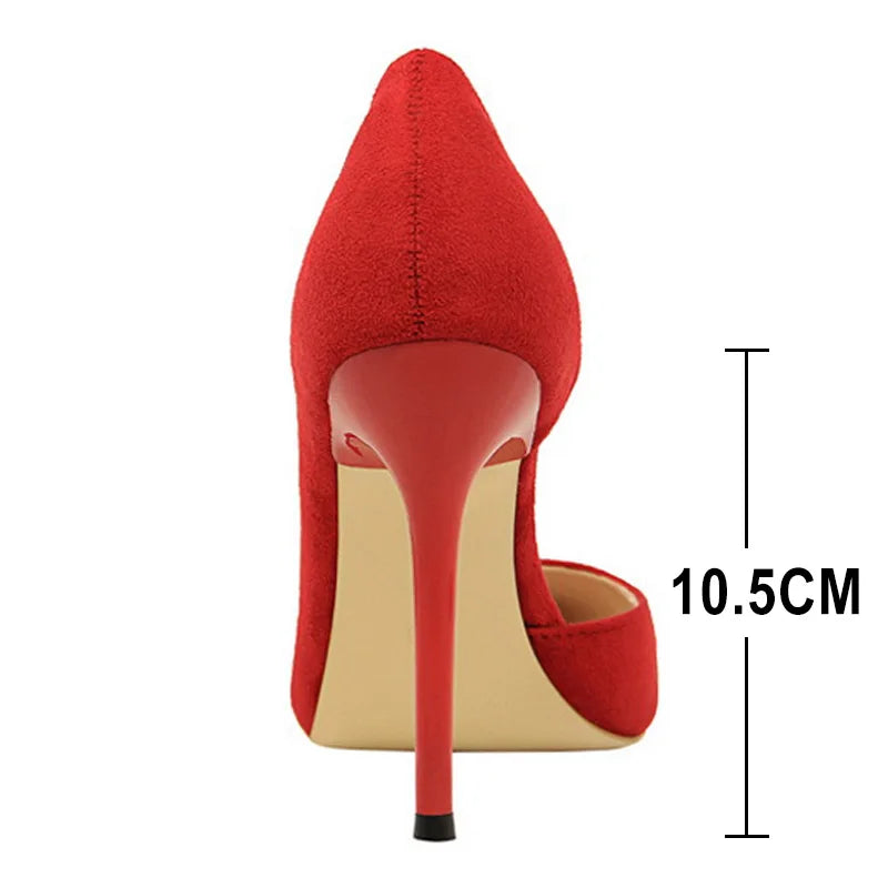 Women's Pointed Toe Stiletto High Heels Suede Heels 10.5cm