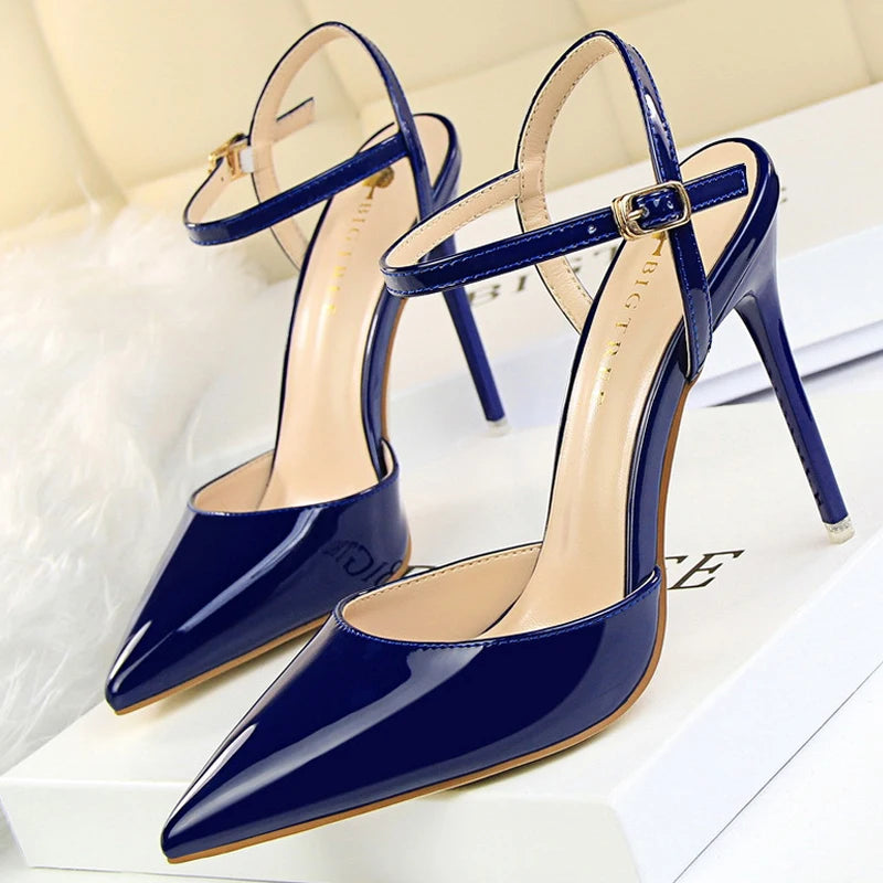 Women's Patent Leather Summer Pointed Toe High Heels