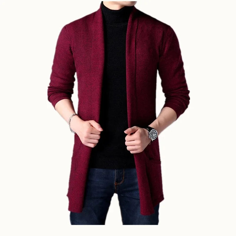 Men's Thin Knitted Cardigan Sweater Spring Autumn Bottoming Long Sleeved Slim Fit Cardigan Sweater