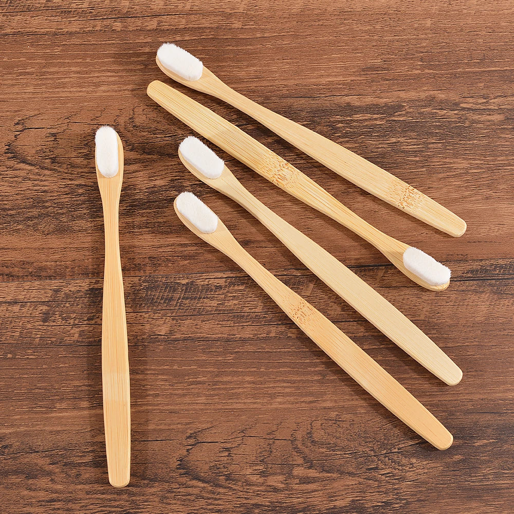 Adults 5Pcs Ultra Fine Bristle Vegan Bamboo Toothbrush