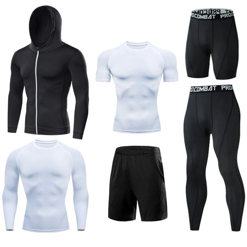 Men's Running Compression Quick Dry Fitness Tight Sportswear Gym Sport Short Sleeve Shirt