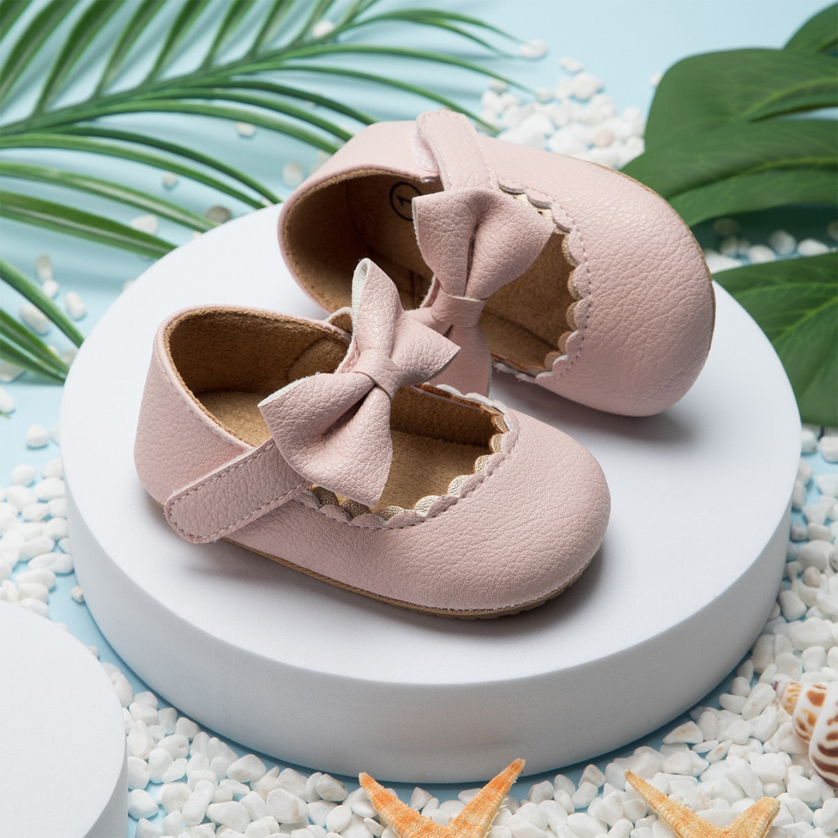 Baby, Toddler Bowknot Non-slip Rubber Soft-Sole Flat PU Shoes