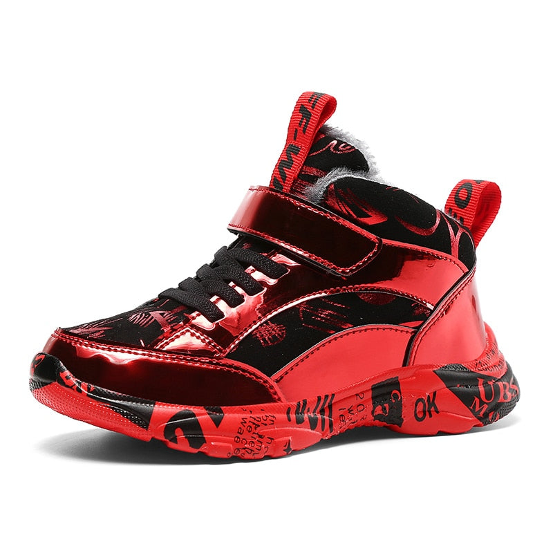 Children's Mirror PU Sneakers