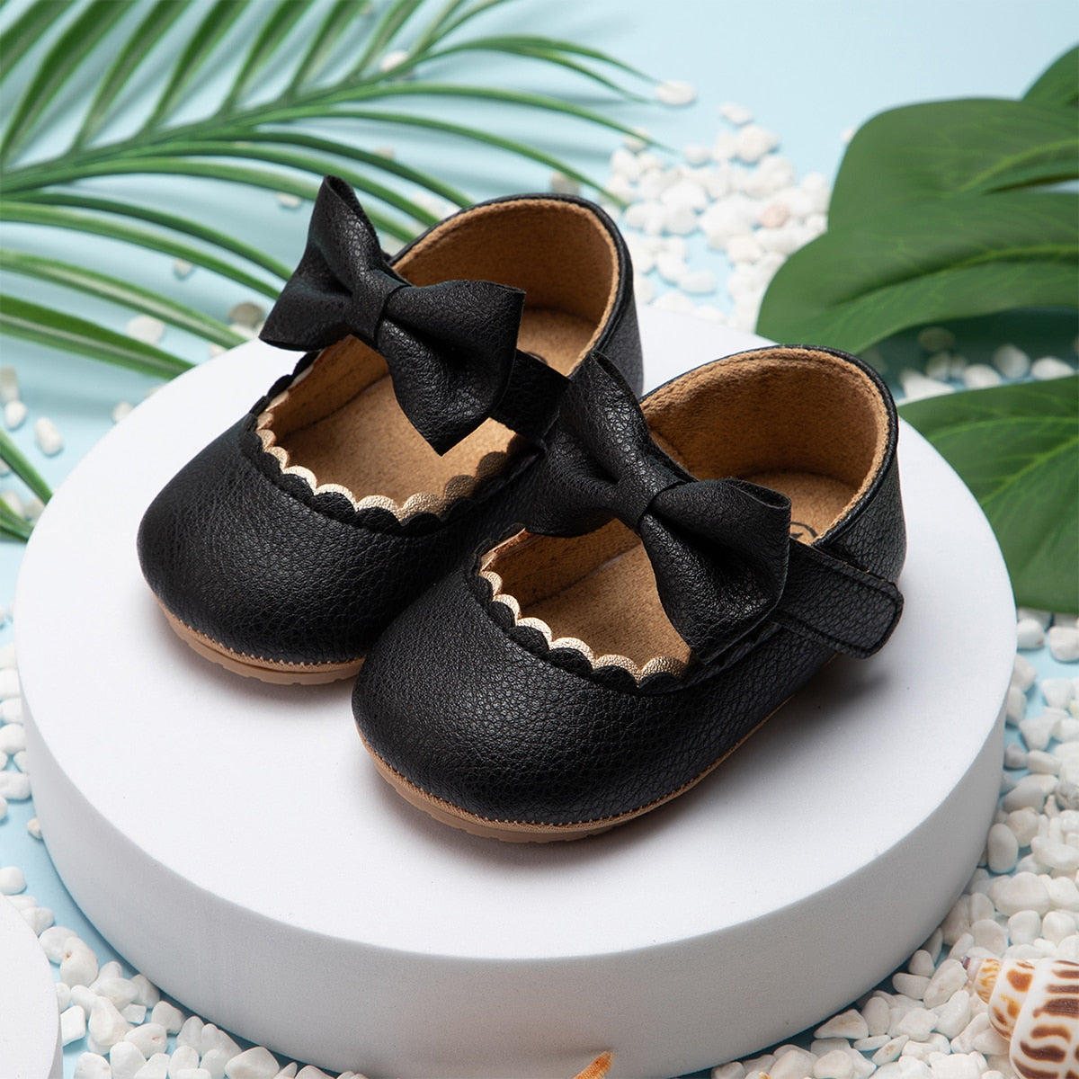 Baby, Toddler Bowknot Non-slip Rubber Soft-Sole Flat PU Shoes
