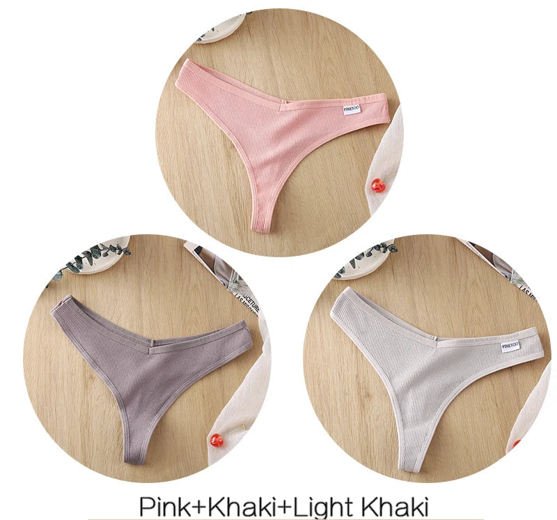 Women's Fruit Embroidery Thongs Cotton T-back Underpants G-string V Waist Underwear Bikini Lingerie