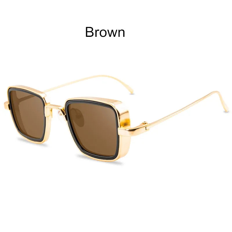 Vintage Steampunk Square Metal Frame Sunglasses - UV400 Protection