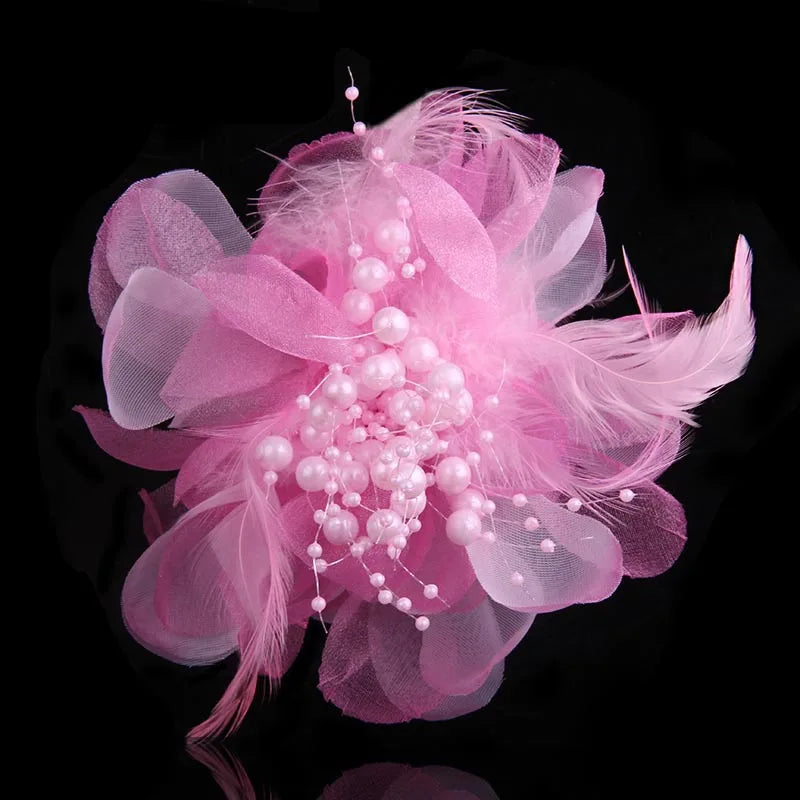 Elegant Feather Fabric Flower Brooch - Women's Corsage Lapel Pin