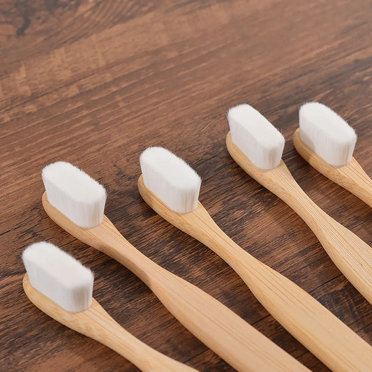 Adults 5Pcs Ultra Fine Bristle Vegan Bamboo Toothbrush