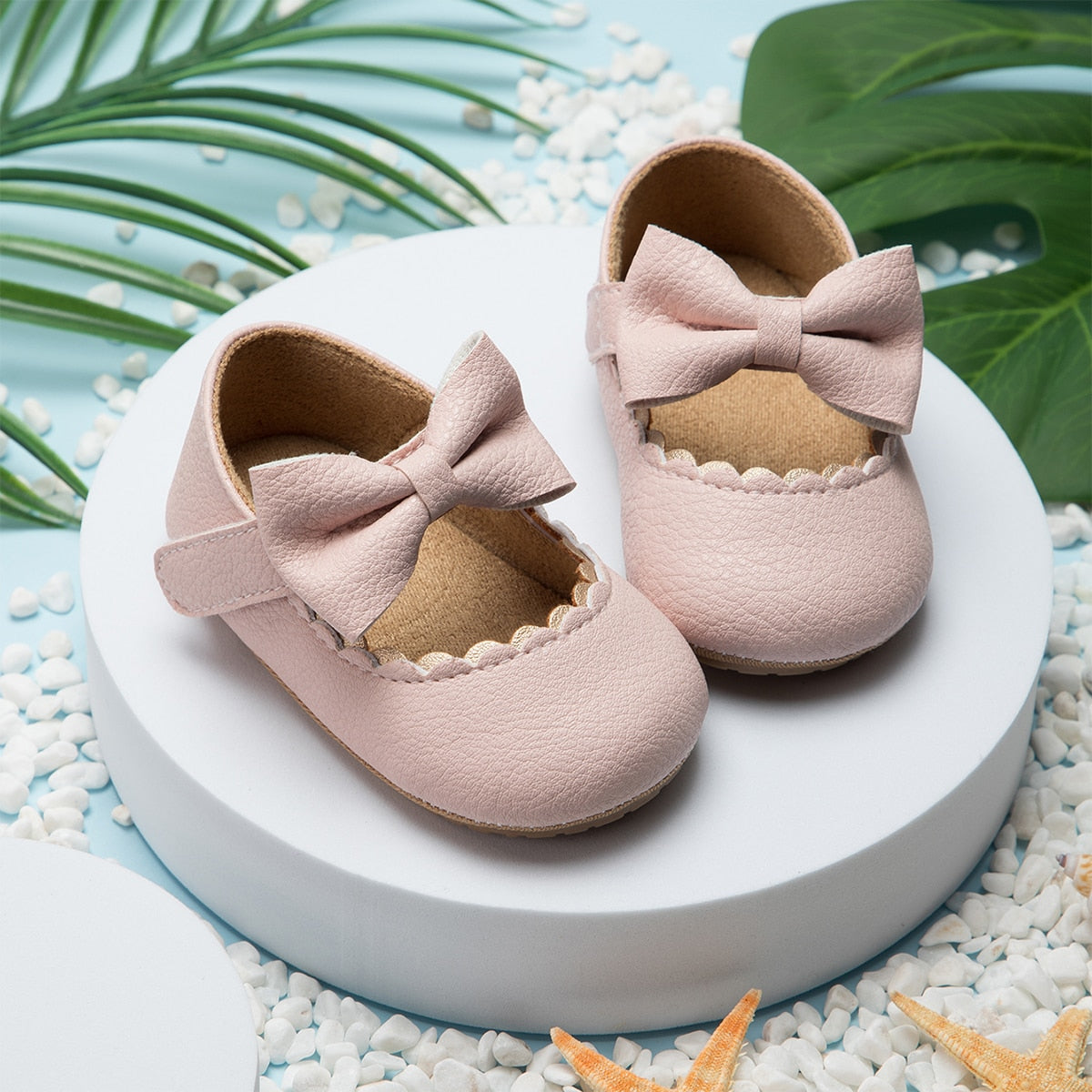 Baby, Toddler Bowknot Non-slip Rubber Soft-Sole Flat PU Shoes