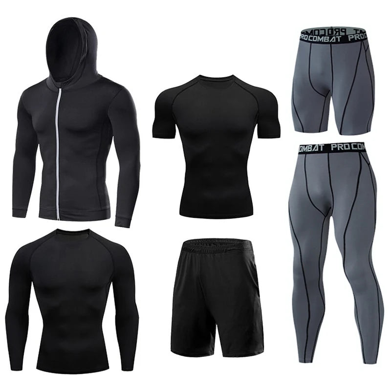 Men's Running Compression Quick Dry Fitness Tight Sportswear Gym Sport Short Sleeve Shirt