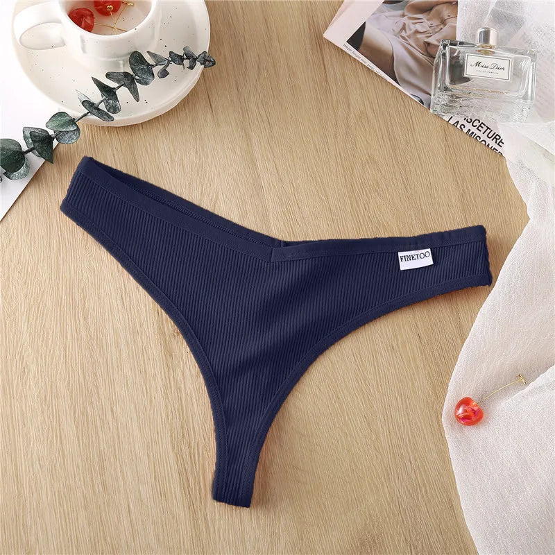 Women's Fruit Embroidery Thongs Cotton T-back Underpants G-string V Waist Underwear Bikini Lingerie