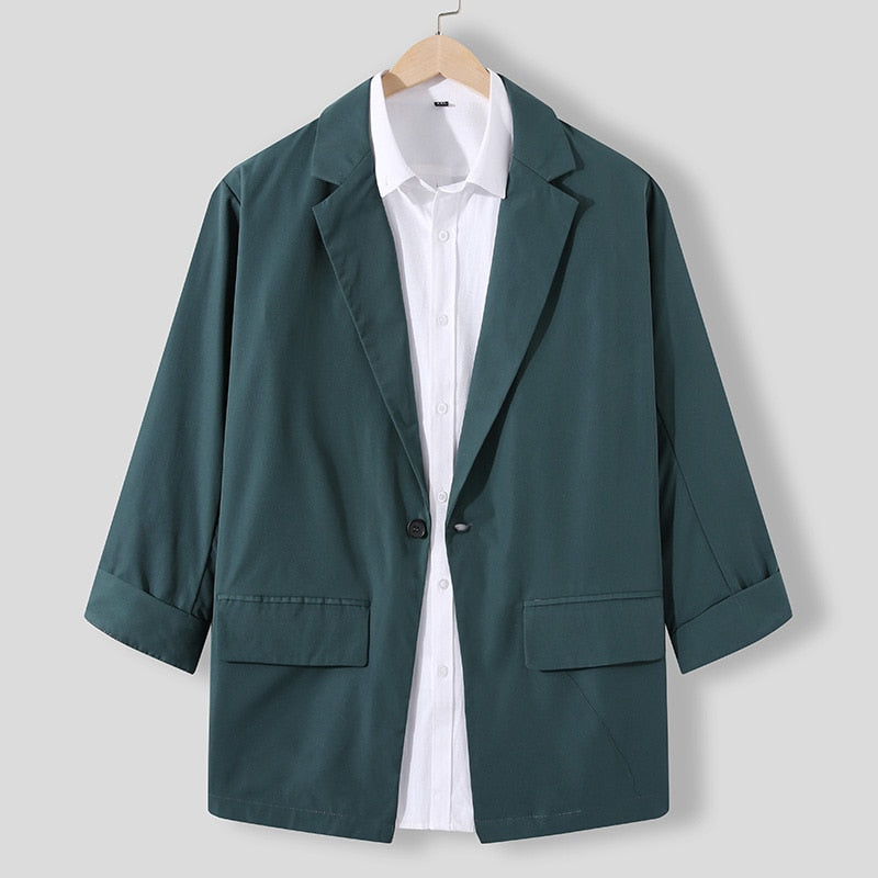 Men's Lapel 3/4 Sleeve One Button Blazer S-5XL