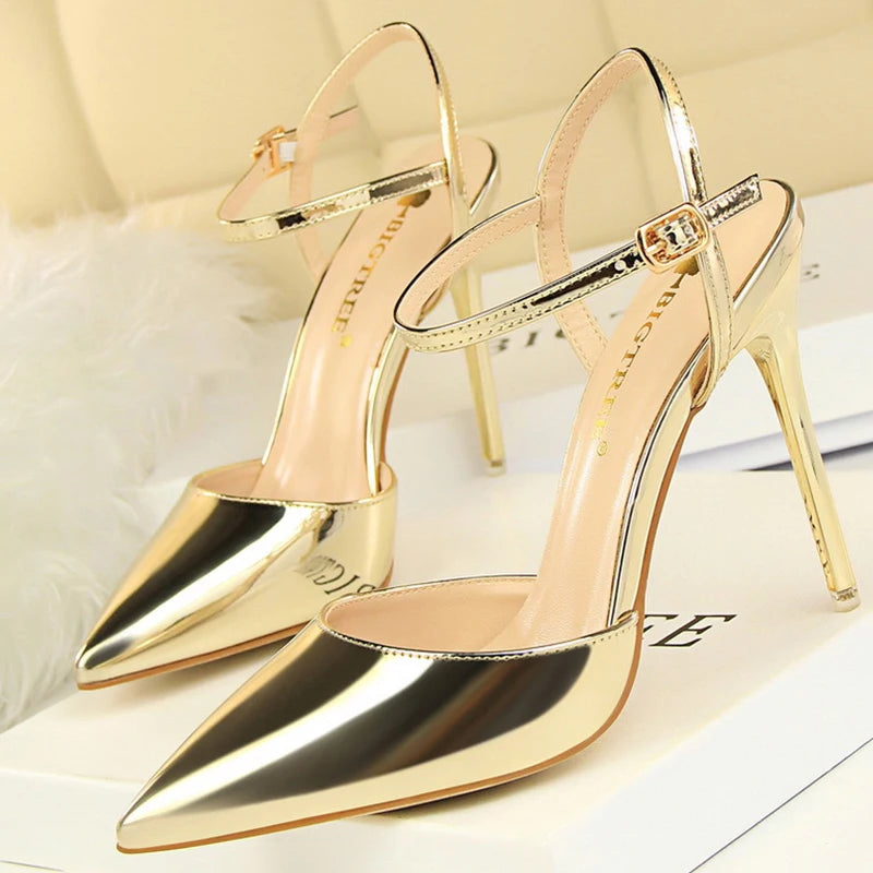 Women's Patent Leather Summer Pointed Toe High Heels