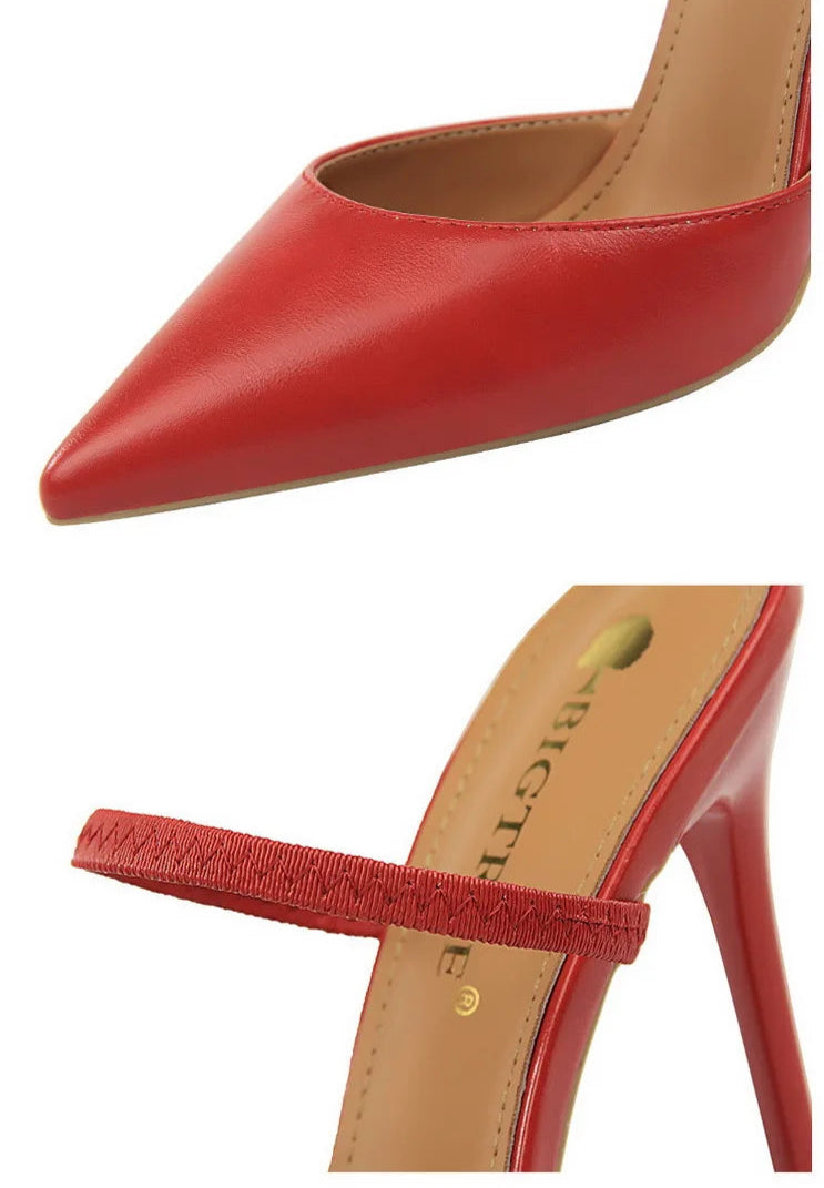Women's Summer High Heels Slippers PU Heeled Stiletto Shoes