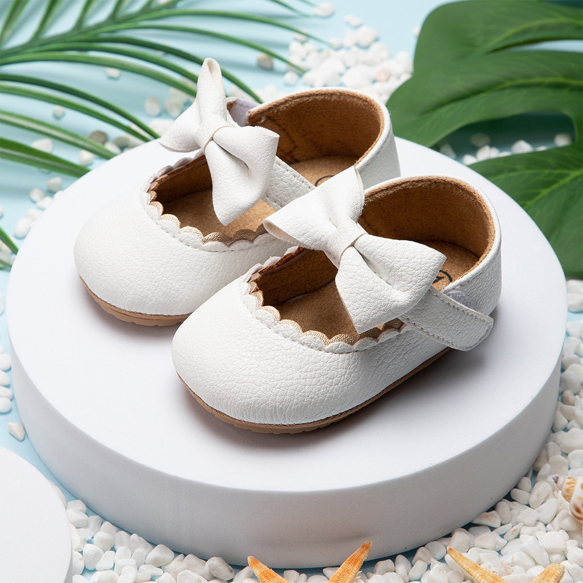 Baby, Toddler Bowknot Non-slip Rubber Soft-Sole Flat PU Shoes