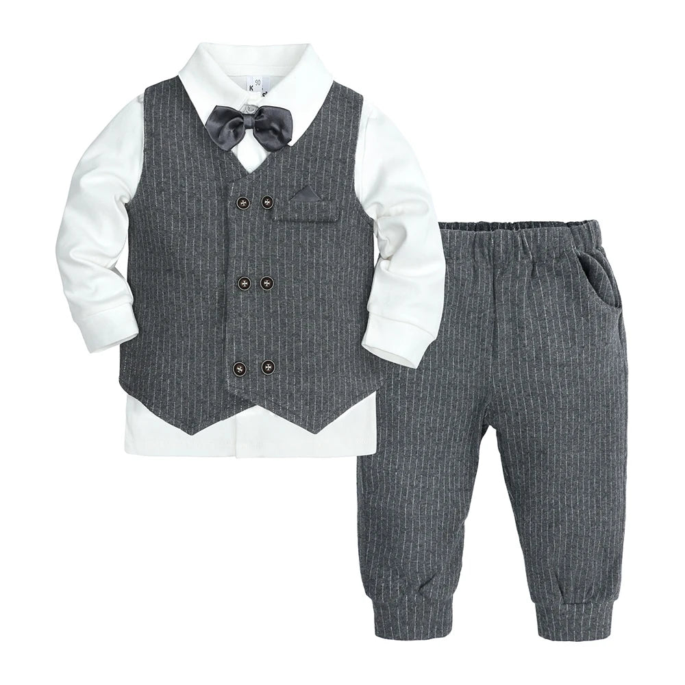 Boy's Children's 3PCS Suit Bow Tie, Shirt Vest and Trousers