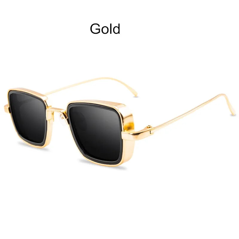 Vintage Steampunk Square Metal Frame Sunglasses - UV400 Protection