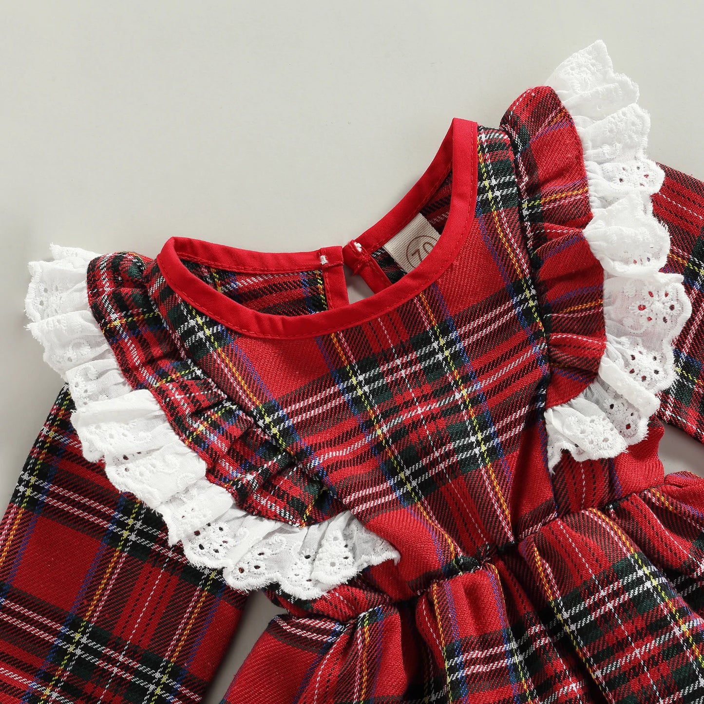 Toddler Girl's Christmas Dress - Gingerbread Man Print Doll Collar Striped