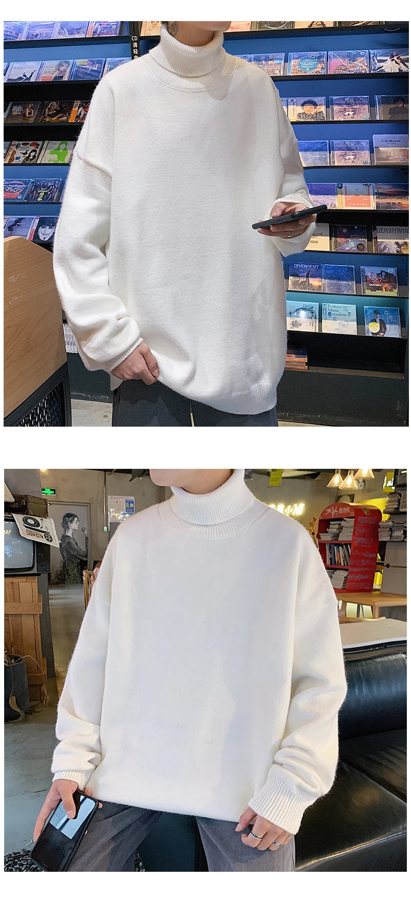 Men's Pullover Knitted Warm Turtleneck Sweater