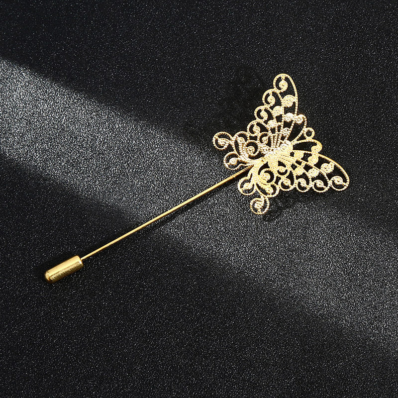 Vintage Metal Leaf Flower Brooch - Gold Tone Lapel Pin for Women & Men
