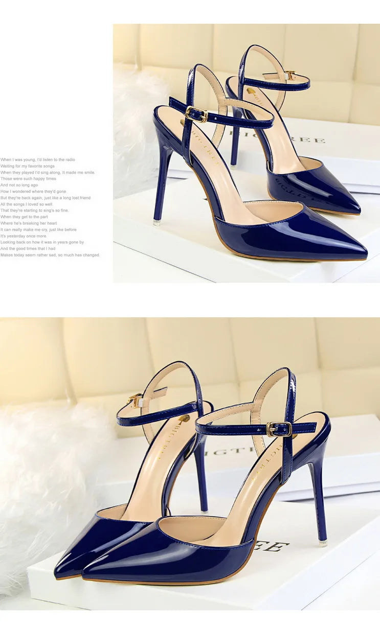 Women's Patent Leather Summer Pointed Toe High Heels
