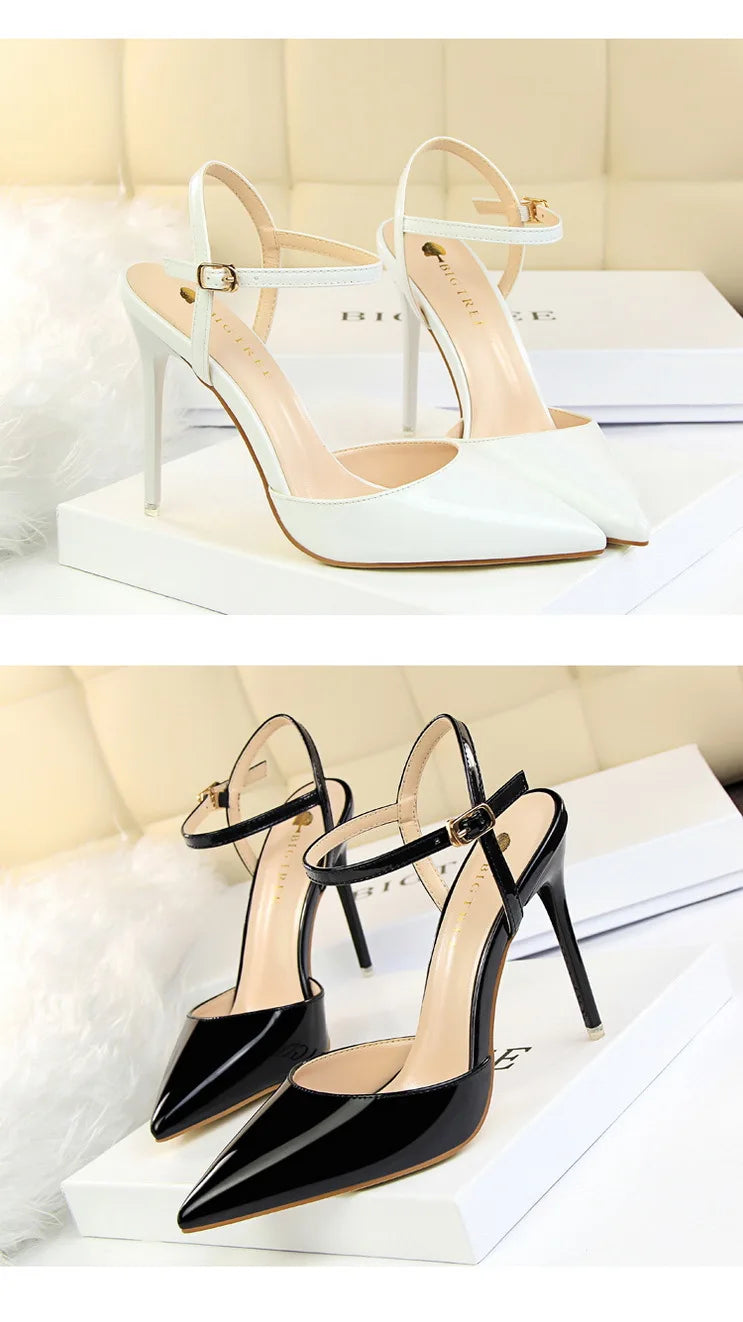 Women's Patent Leather Summer Pointed Toe High Heels