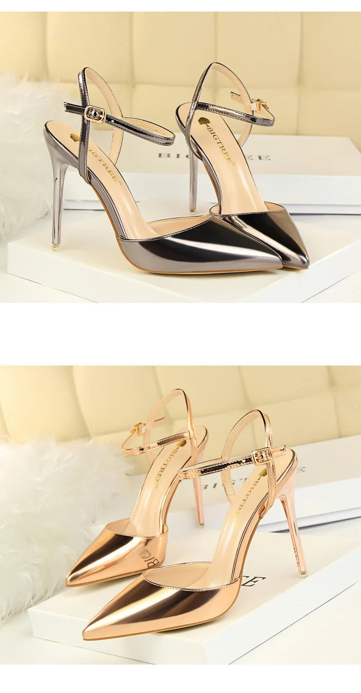 Women's Patent Leather Summer Pointed Toe High Heels