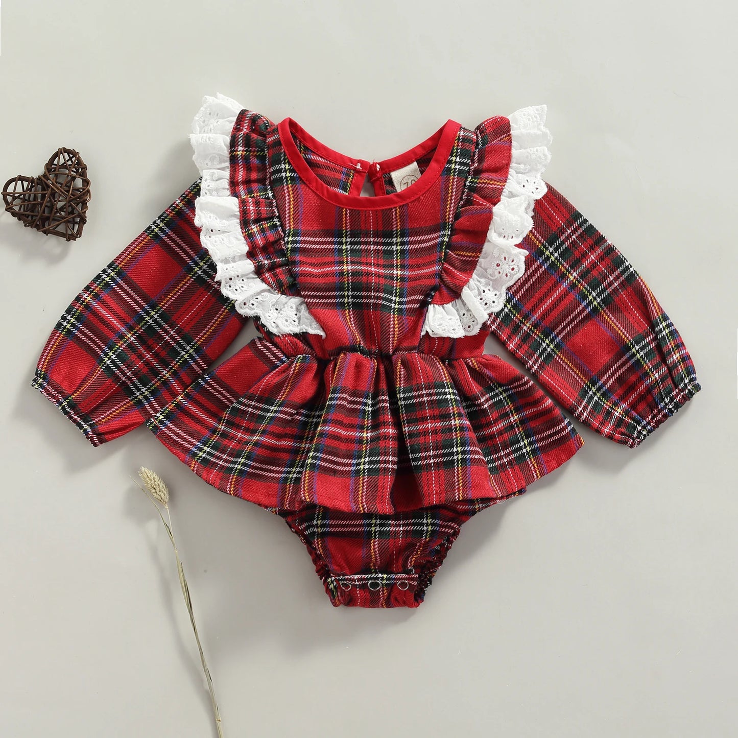 Toddler Girl's Christmas Dress - Gingerbread Man Print Doll Collar Striped