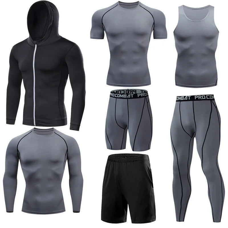 Men's Running Compression Quick Dry Fitness Tight Sportswear Gym Sport Short Sleeve Shirt