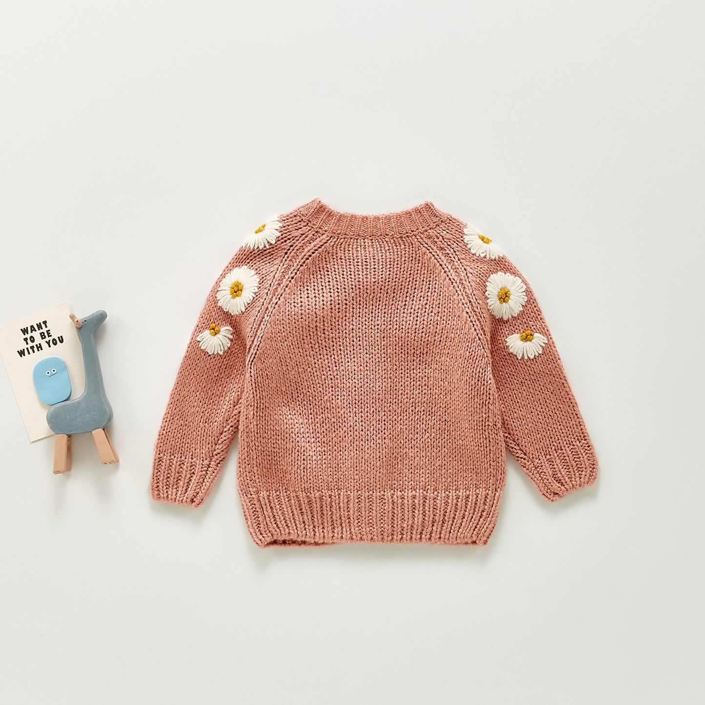 0-24M Baby Girls Sweater Cardigan - Long Sleeve Single Breasted Flowers Knit Jacket
