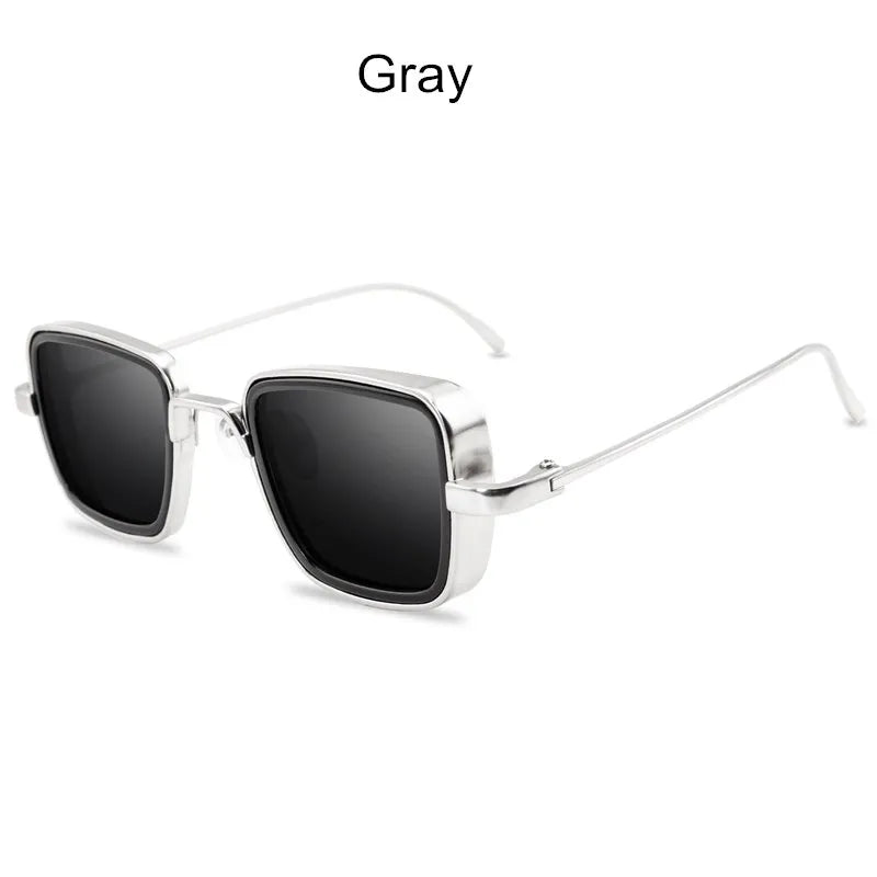Vintage Steampunk Square Metal Frame Sunglasses - UV400 Protection
