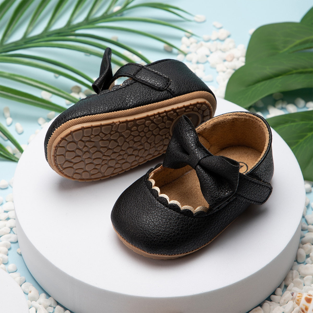 Baby, Toddler Bowknot Non-slip Rubber Soft-Sole Flat PU Shoes