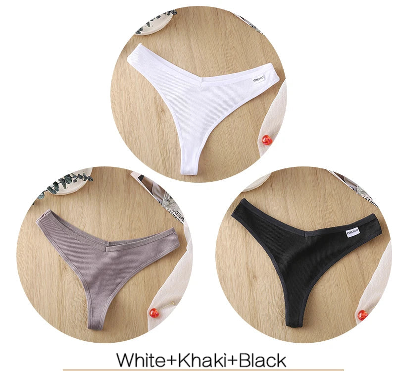 Women's Fruit Embroidery Thongs Cotton T-back Underpants G-string V Waist Underwear Bikini Lingerie