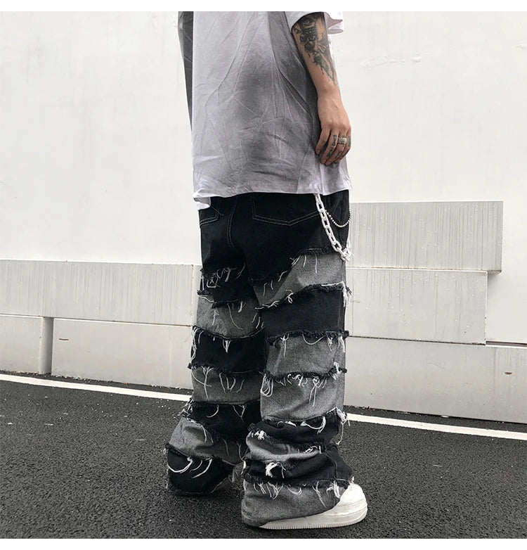 Men's Tassel Baggy Pendant Wide Leg Jeans
