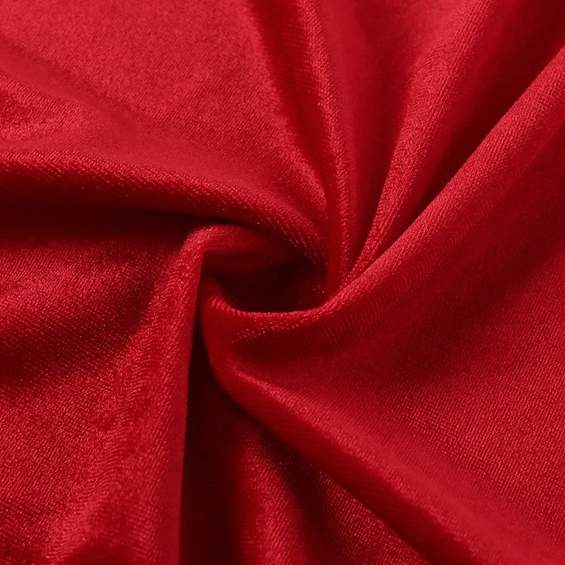 Women's Gown Long Dress - Gloves Sleeve Velvet Slit Maxi Ruched Dress