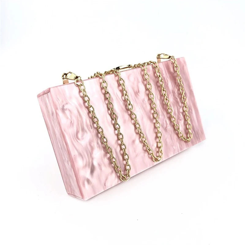 Women's Acrylic Evening Clutch Purse Chain Shoulder Crossbody Handbag
