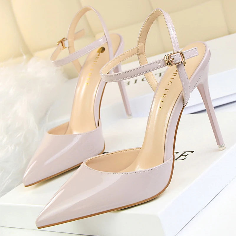 Women's Patent Leather Summer Pointed Toe High Heels
