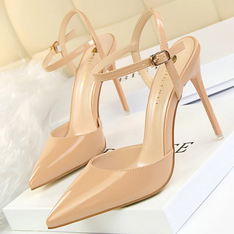 Women's Patent Leather Summer Pointed Toe High Heels