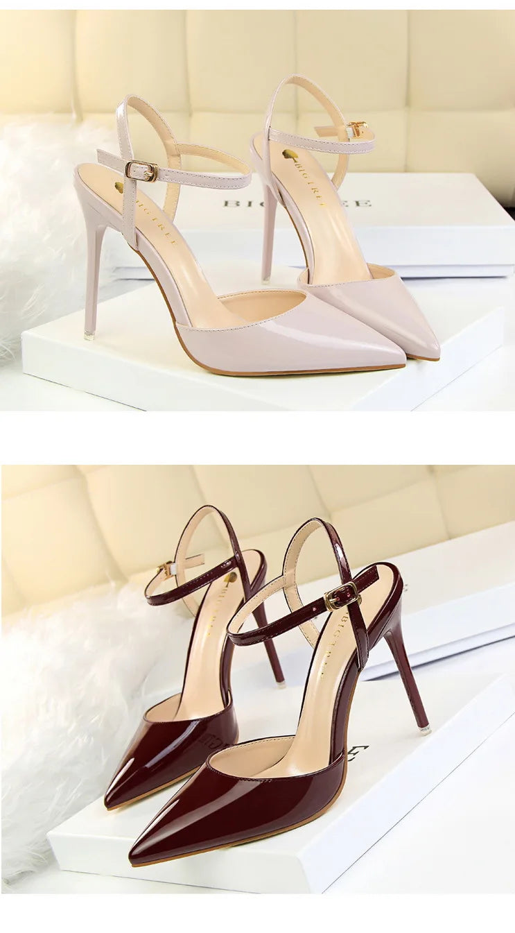 Women's Patent Leather Summer Pointed Toe High Heels