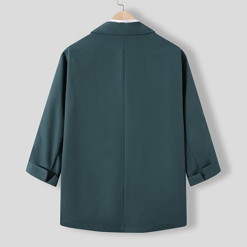 Men's Lapel 3/4 Sleeve One Button Blazer S-5XL