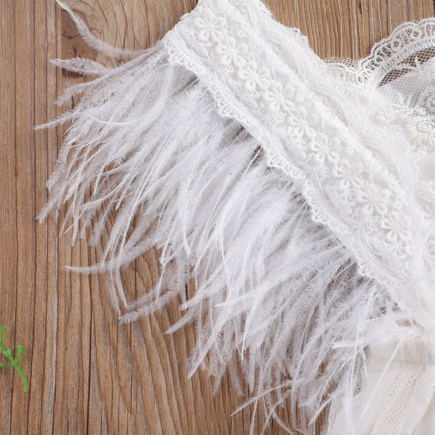 0-24M Princess New born Baby Girls Rompers Lace Flowers Feather Sleeve Jumpsuits