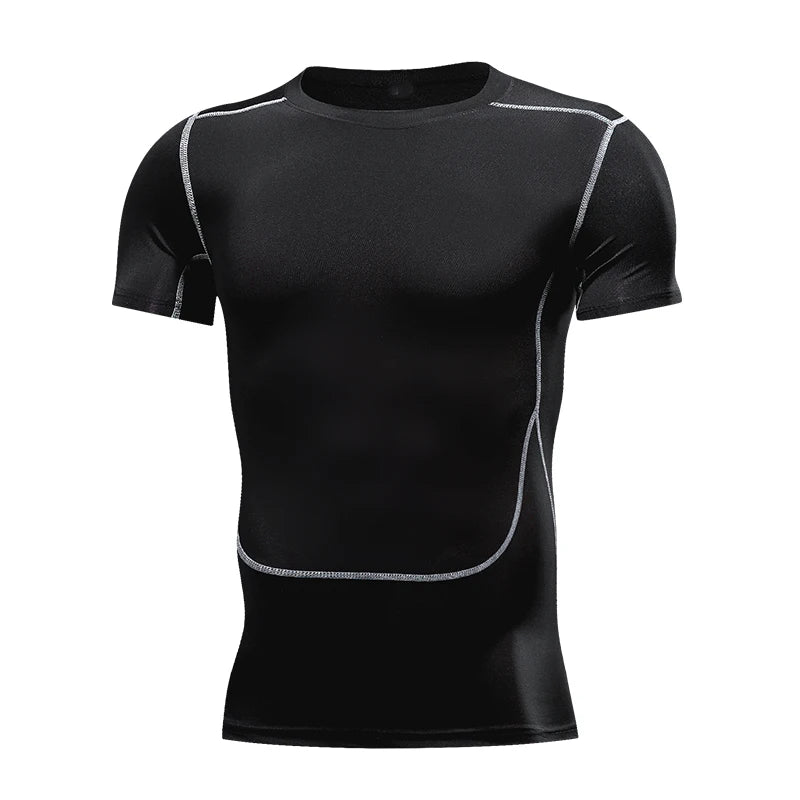 Men's Running Compression Quick Dry Fitness Tight Sportswear Gym Sport Short Sleeve Shirt