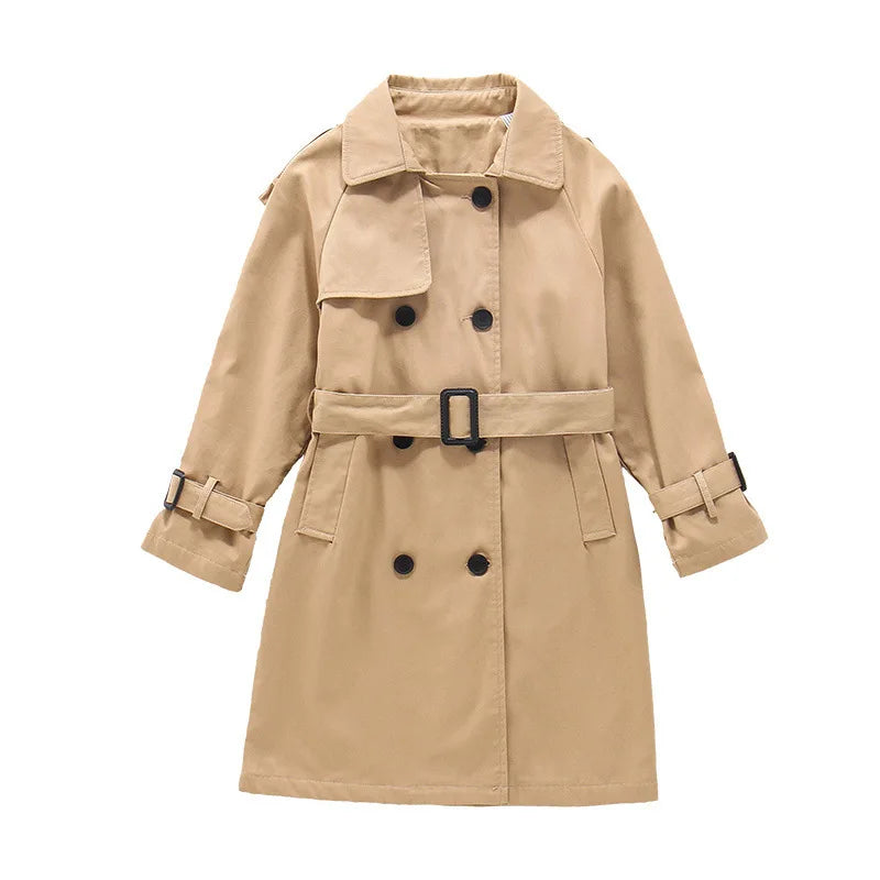 Girls Long Trench Windbreaker Coat 4-13 Years Old