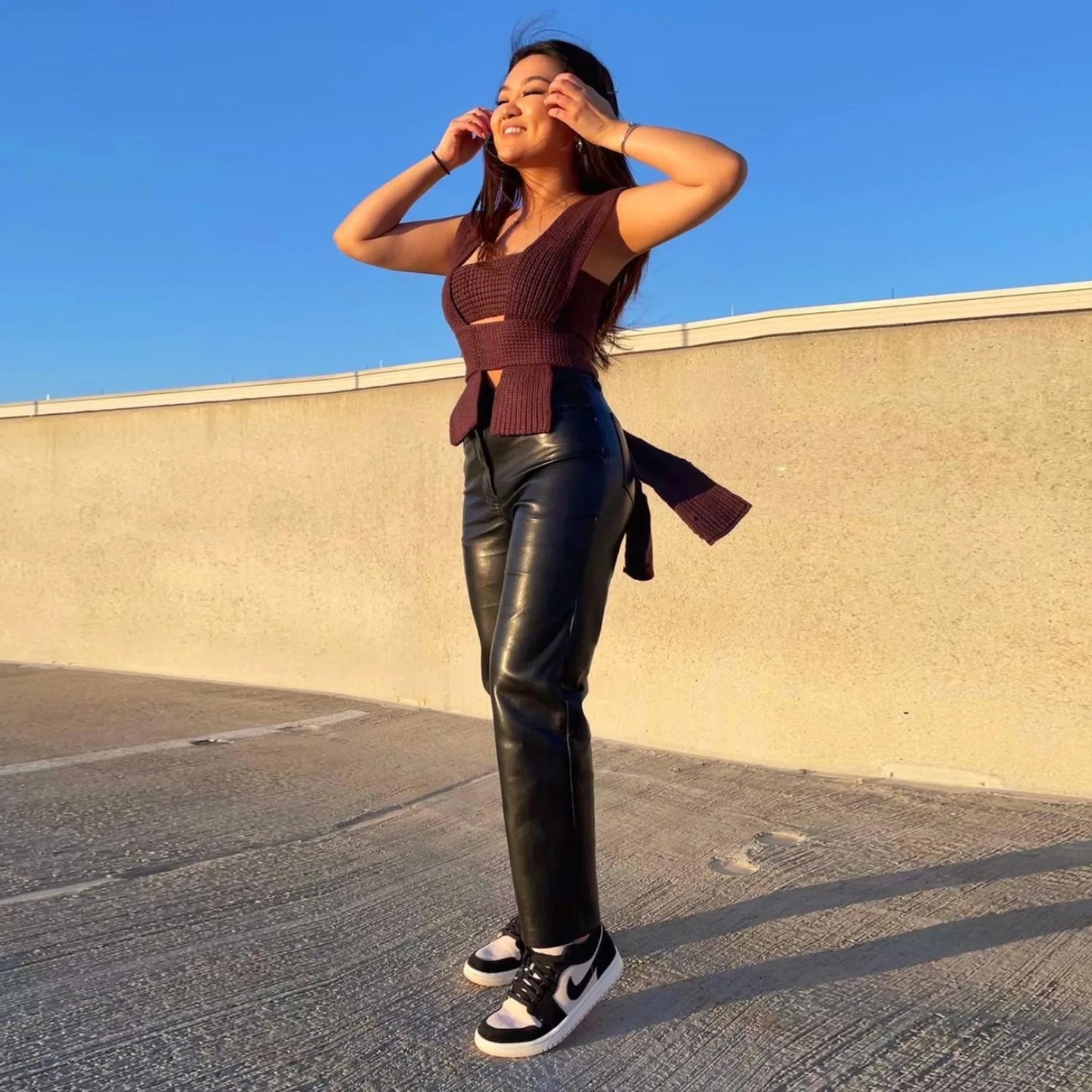 Women's Fall Winter Knitted Crop Top Sleeveless Pullover Bandage Sweater