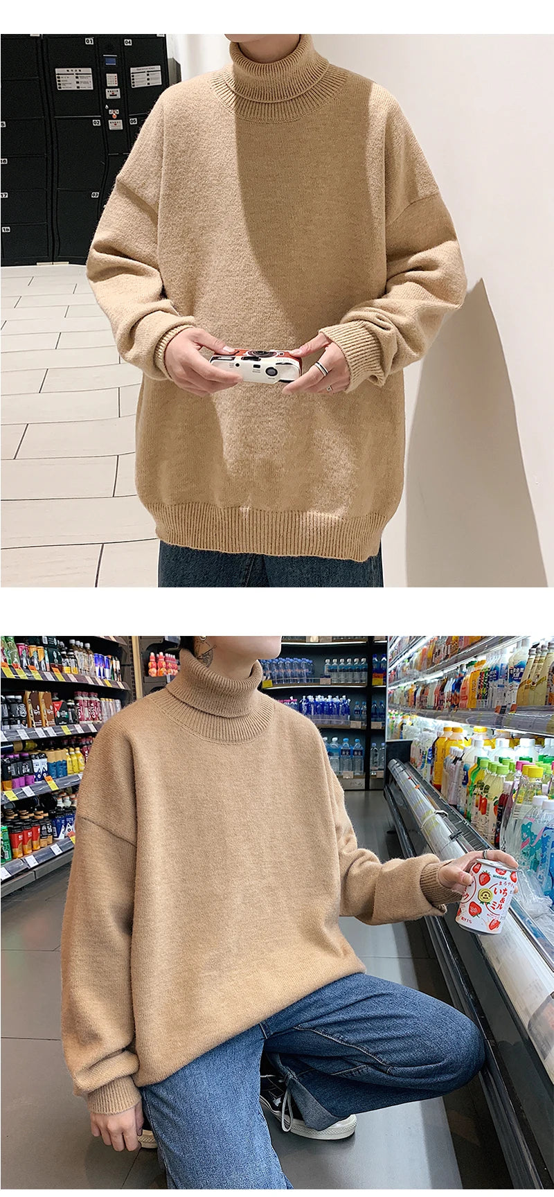 Men's Pullover Knitted Warm Turtleneck Sweater